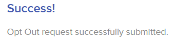 Experian Tapad cookie or mobile ID opt out success message