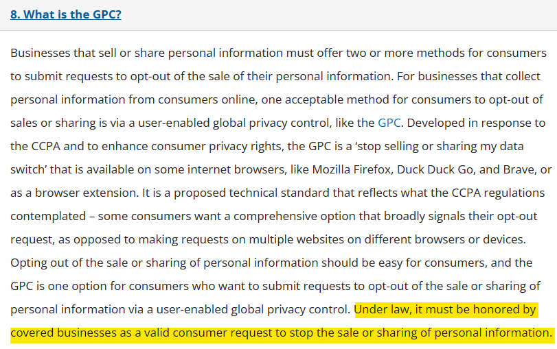 GPC under the CCPA