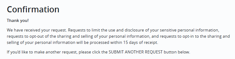 TheWorkNumber request receipt confirmation